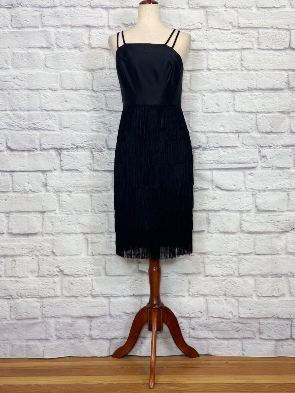 Shoshanna Midnight Vera Black Strappy Fringe Dress